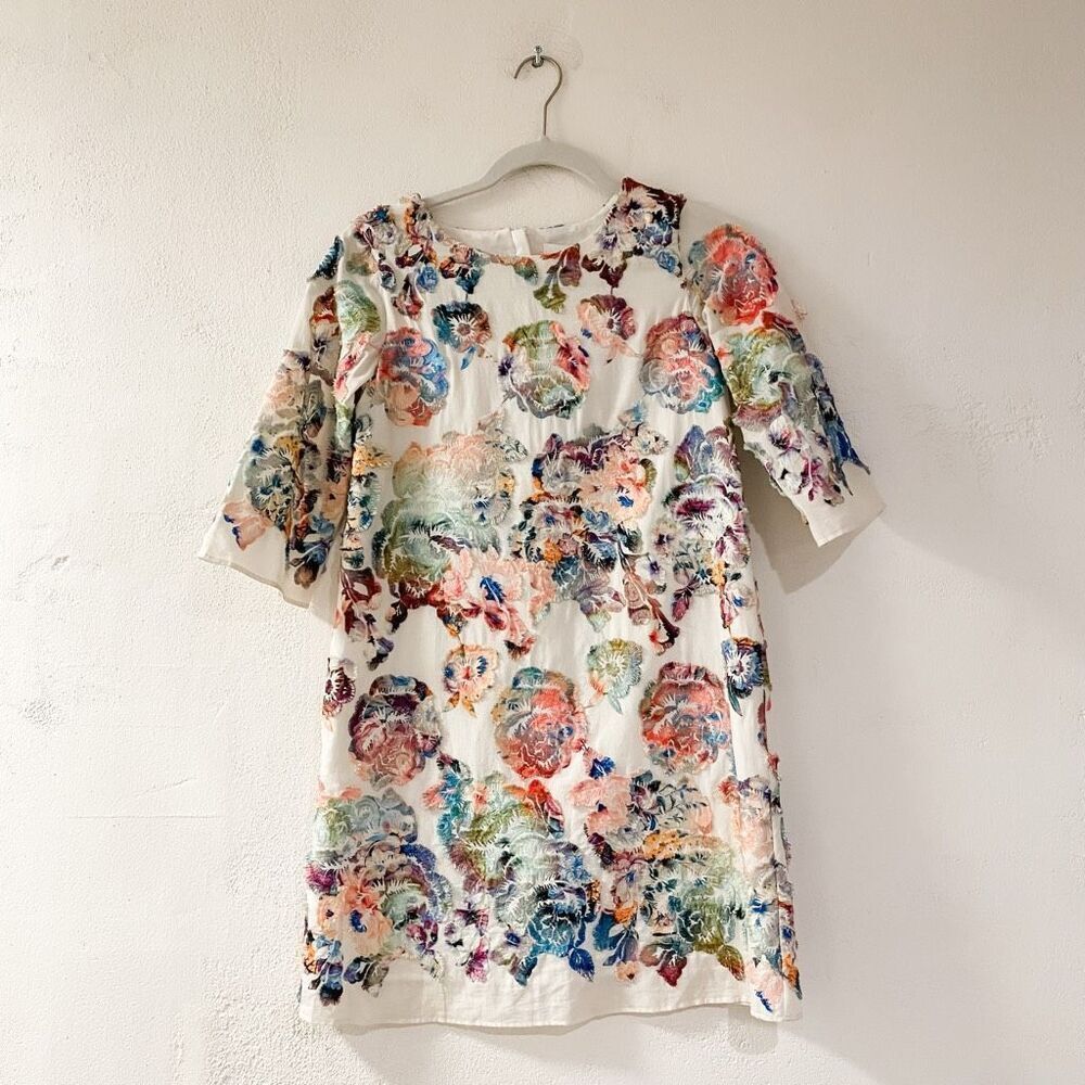 NEW Charabia Celia Dress in Multicolor Embroidered Floral Size Girls 12A